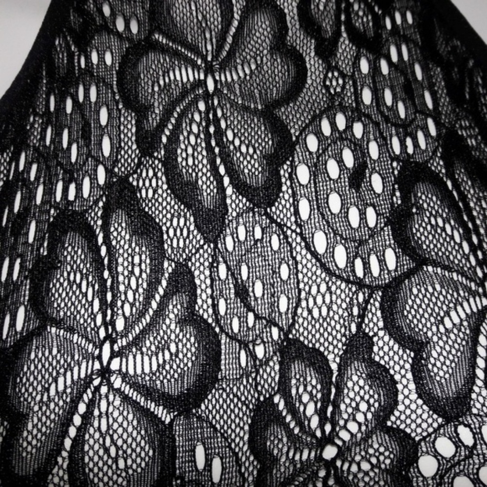 Sheer Black Floral Lace Mesh Halter Teddy Bodysuit - Picture 5 of 6